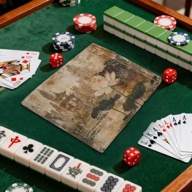 Mahjongmatte Chinoiserien Lotus asiatischer Pagodengarten mahjong linienfinder mahjong kartenhülle mahjong tasche mahjong zubehör Bild 17