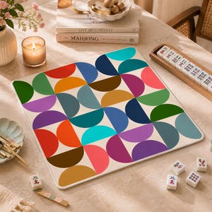 Mahjong Mat mid century modern mahjong accessories colorful mcm mahjong gift ideas mahjong table mat american mahjong set square mah jong immagine 4