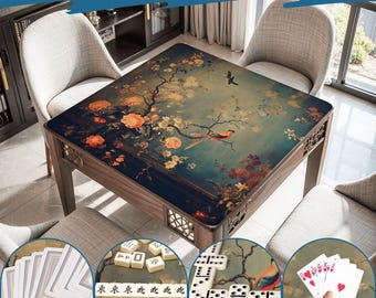 Mahjong Mat green chinoiserie print mahjong accessories chinoiserie pattern mahjong tile bag mahjong rack bag mahjong table mat mahjong set
