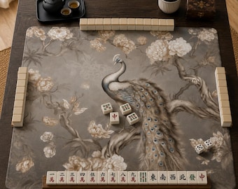 Mahjong Mat chinoiserie print mahjong accessories peacock mahjong gift ideas mahjong table mat american mahjong set mahjong table cloth