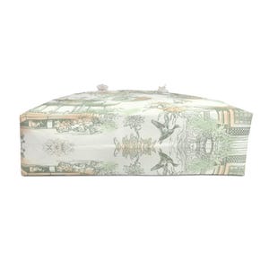 Green chinoiserie lotus weekender bag large mahjong bag mahjong storage mahjong tote bag travel mahj bag pagodas, butterflies asian garden image 5