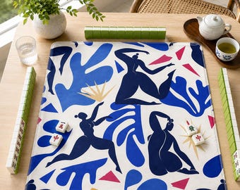 Blue Mahjong Mat matisse print mahjong accessories mahjong gift ideas bauhaus mahjong table mat american mahjong women set square mah jong