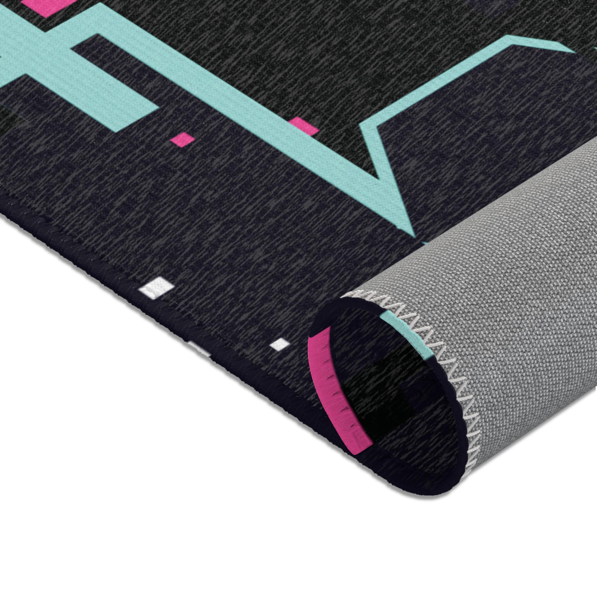 Cyberpunk Rug Texture Cyberpunk Decor - Glitch Dornier Rug, Abstract Art, Gaming, Man Cave ...