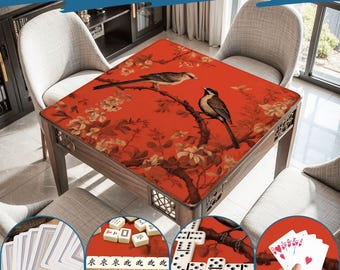 Mahjong Mat red chinoiserie print mahjong accessories chinoiserie pattern mahjong tile bag mahjong rack bag mahjong table mat mahjong set