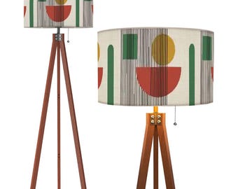 Tripod lamp mcm lamp minimalist floor lamp for living room retro standing lamp ambient light wooden lamp modern large mid century lampshade