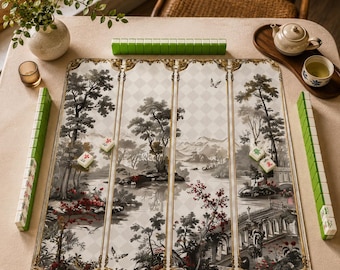 Mahjong Mat gold black white chinoiserie mahjong accessories mahjong gift ideas mahjong table mat american mahjong set oriental mah jong