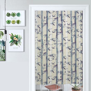 Front Door Hanging Banners 34&quot; x 56&quot;, gray japanese noren curtain, traditional japanese curtains, heavy japanese cotton fabric, bamboo stems