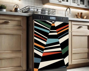 Kitchen dishwasher magnet cover, mcm dishwasher cover magnetic bauhaus, mid century modern magnetic dishwasher cover magnet, panel cover