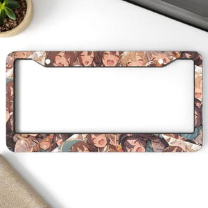 Automotive anime license plate frame anime kawaii license plate frame Japanese car decorations laughing manga waifu jdm license plate frame