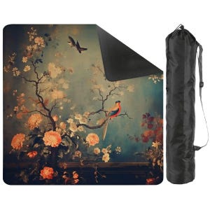 Mahjong Mat green chinoiserie mahjong accessories birds mahjong gift ideas mahjong table mat american mahjong set square mahjong table cloth Black (Included)