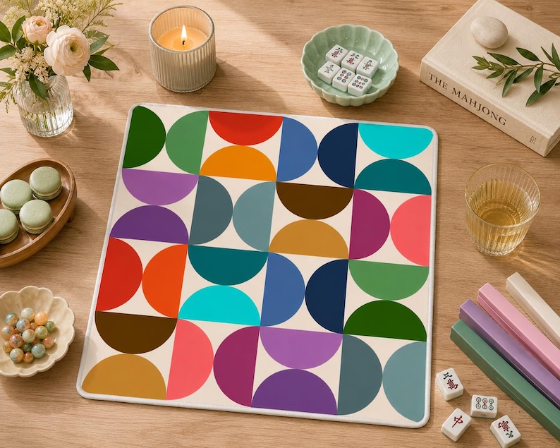 Mahjong Mat mid century modern mahjong accessories colorful mcm mahjong gift ideas mahjong table mat american mahjong set square mah jong immagine 3
