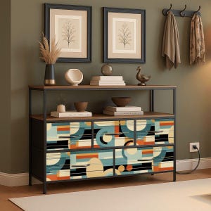 Mid century dresser 5 chest of drawers mcm TV stand, industrial console, tv media console cabinet living room storage cabinet sideboard