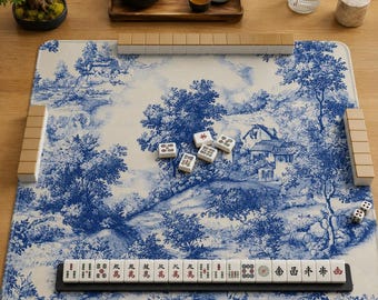 Mahjong Mat french seamless toile patterns mahjong accessories blue and white chinoiserie mahjong gift ideas american mahjong set mah jong