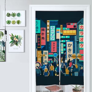 Front Door Hanging Banners 34&quot; x 56&quot; japan street red noren japanese noren curtain traditional japanese curtains kanji colorful people tokyo