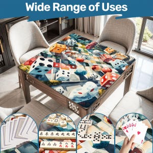 Mahjong Mat colorful watercolor dices play mat mahjong table mat chinese mahjong accessories mahjong tablecloth mahjong table cloth gaming