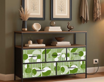 Cómoda de TV mcm verde de 5 cajones, cómoda, consola industrial, mueble consola para TV, mueble de sala, mueble de almacenamiento