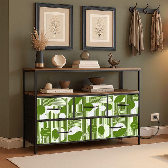 modern tv dresser Modern Reeded Dresser TV Stand For Tvs Up To 120 Inch, Entertainment Center With Drawers