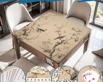 Mahjong Mat green chinoiserie print mahjong accessories chinoiserie pattern mahjong tile bag mahjong rack bag mahjong table mat mahjong set