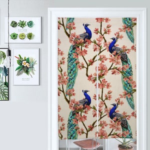 Front Door Hanging Banners 34&quot; x 56&quot; blue japanese noren curtain, traditional japanese curtains, heavy japanese cotton fabric, chinoiserie