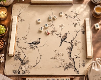 Mahjong Mat chinoiserie print mahjong accessories birds mahjong gift ideas mahjong table mat american mahjong set square mahjong table cloth