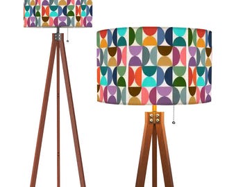 Tripod lamp mcm lamp minimalist floor lamp for living room retro standing lamp ambient light wooden lamp modern large mid century lampshade