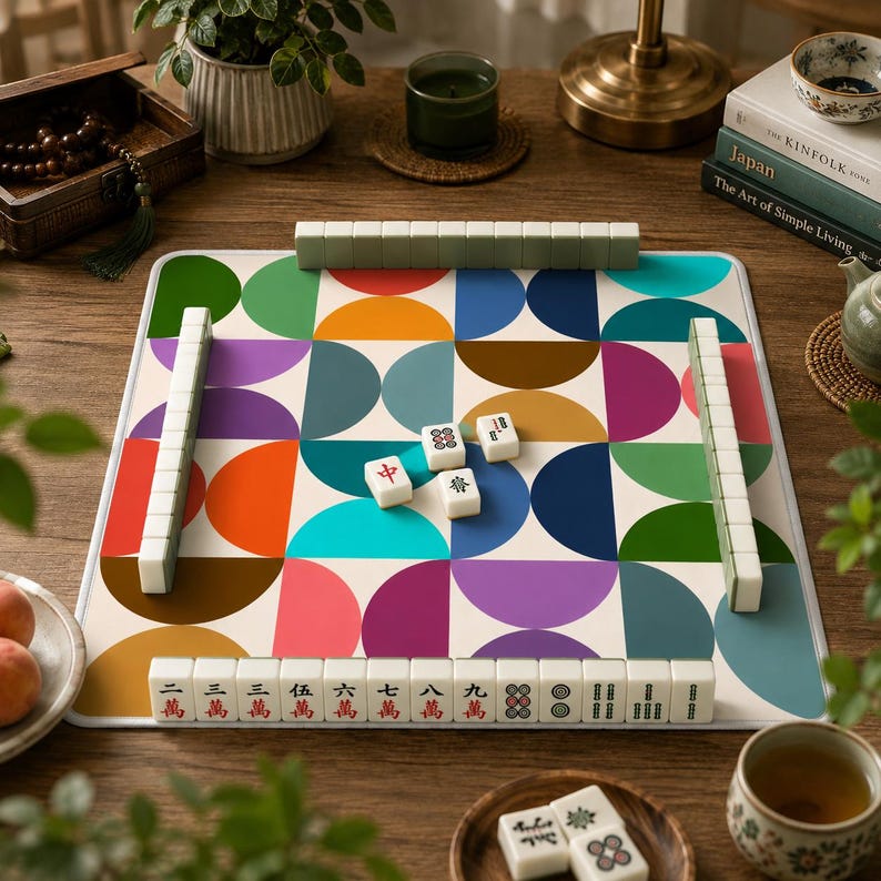 Mahjong Mat mid century modern mahjong accessories colorful mcm mahjong gift ideas mahjong table mat american mahjong set square mah jong immagine 7