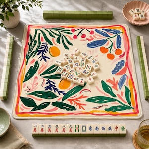 Mahjong Mat matisse print bauhaus mahjong accessories mahjong gift ideas pink flower mahjong table mat american mahjong set square mah jong