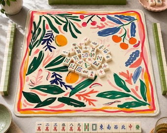 Mahjong Mat matisse print bauhaus mahjong accessories mahjong gift ideas pink flower mahjong table mat american mahjong set square mah jong