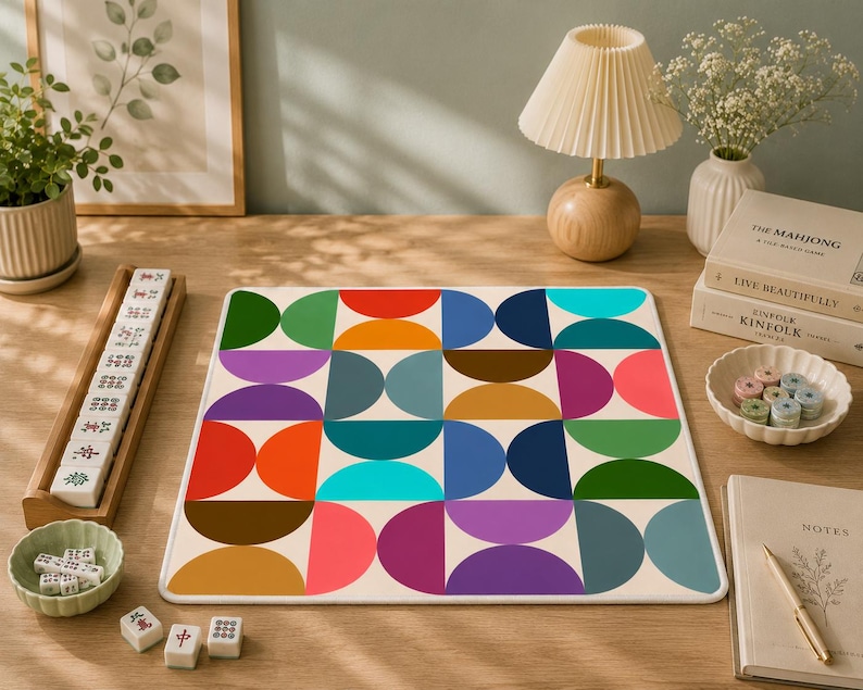 Mahjong Mat mid century modern mahjong accessories colorful mcm mahjong gift ideas mahjong table mat american mahjong set square mah jong immagine 2