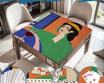 Mahjong Mat matisse print play mat mahjong table mat matisse bauhaus mahjong accessories mahjong gifts games vintage portait woman cup wine