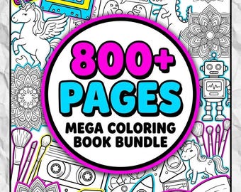 Libro para colorear imprimible de más de 800 páginas | Libro de actividades en PDF con cultura pop, maquillaje, robots, dinosaurios y memes. Descarga más de 800 páginas en PDF.
