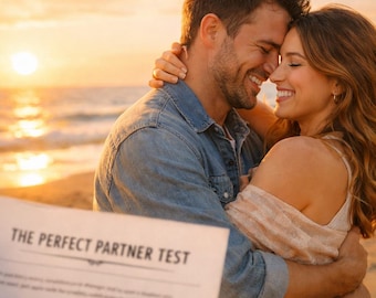 Prueba de pareja ideal imprimible, planificador de objetivos de relación, cuestionario de compatibilidad de almas gemelas, hoja de trabajo para encontrar a tu pareja ideal, descarga digital en PDF.