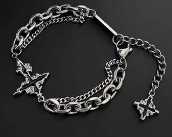 Pulsera de moda Dark Cross Unisex Gótica Cadena de acero inoxidable Joyería Hipoalergénica Regalo Fiesta Pulseras Punk Accesorios