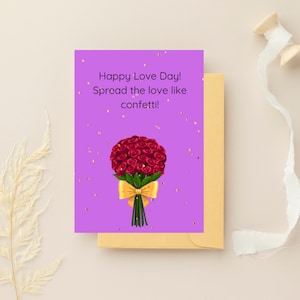 Tarjeta digital de San Valentín imprimible, doblada, descarga instantánea, editable, romántica, moderna, acuarela, floral, novio, novia, esposo, esposa