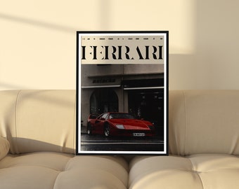 Ferrari-poster | Esthetische ingelijste automuurkunst voor slaapkamer, woonkamer, kantoor, badkamer | Ferrari kunstposter afdrukken | Cadeau voor automan