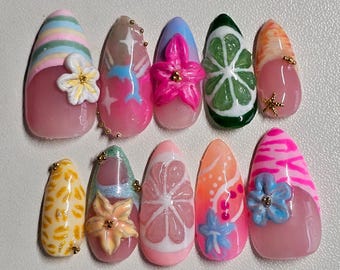 Tropical Citrus Press On Nails