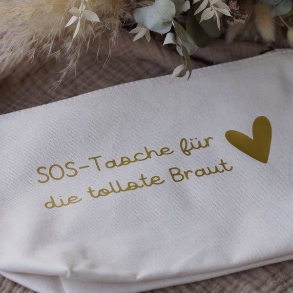 Notfalltäschchen für die Braut - In vielen Farben verfügbar - Geschenk für die Braut am Hochzeitstag - Kosmetiktasche für die Braut