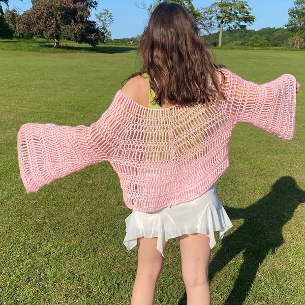 Modèle de pull surdimensionné en maille au crochet