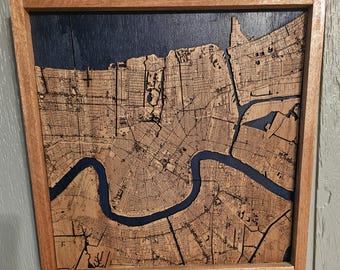 New Orleans hand made maps...frame style of your choosing