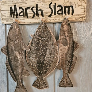 Marsh Slam fishing trophy wall hanger (Redfish speckled trout flounder)