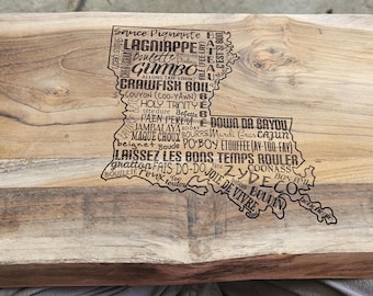 Custom engraved New Orleans Serving, cutting, charcuterie boards