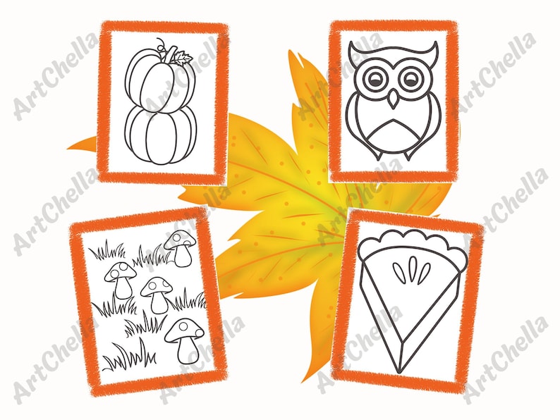 Fall Coloring Book for Kidsprintable Pagesdigital JPG PDF Etsy