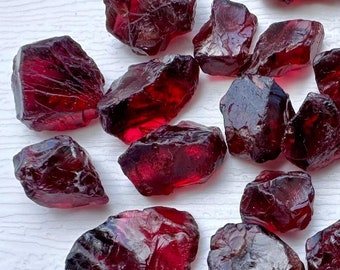 20 Pices Natural Red Garnet Rough Gemstone Ring Size Garnet Raw Loose Gemstone For Making Jewelry, Gift For Her, Garnet Rough Lot.