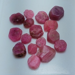 20 Piece Natural Ruby Rough Lot: Raw Gemstone Crystals (4-8mm)