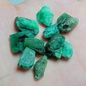 Zambian Emerald Rough Lot, Specimen Emerald, Natural Emeralds (10 Pcs)