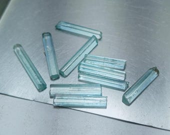 10 Natural Aquamarine Rough Sticks: Raw Crystal (10-15mm)