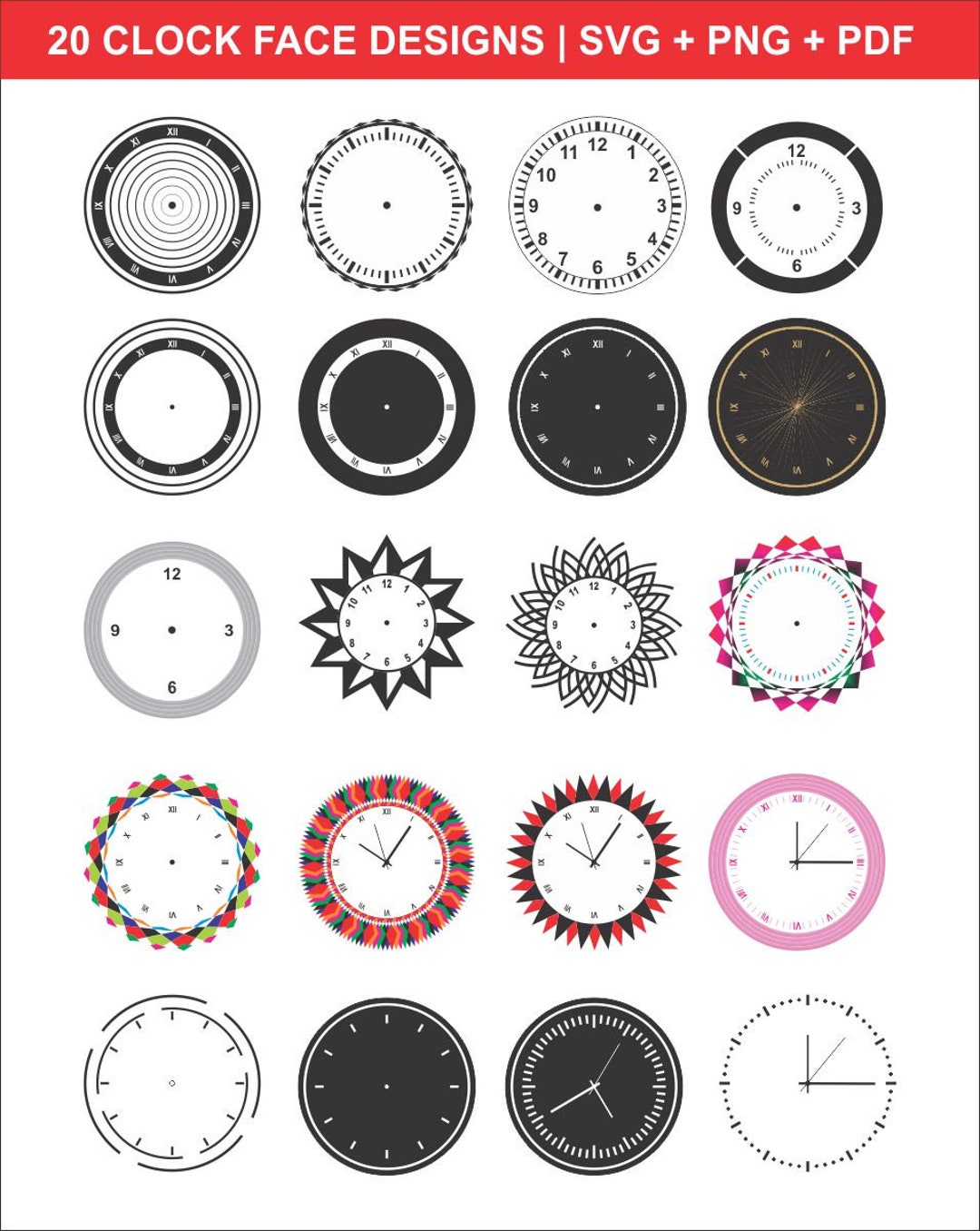 Clock Design SVG PNG PDF Cut Files for Circuit Clock Face Template - Etsy