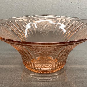 Vintage 1930s Anchor Hocking Mayfair Open Rose Pink Depression Glass Bowl