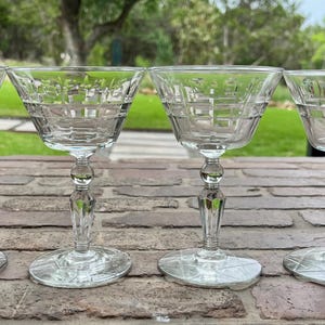 Vintage 1950s Rock Sharpe Wayne Star of David Champagne/ Tall Sherbet Glasses Set of 4