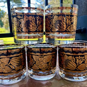 George Briard Black And Gold Whiskey Glasses